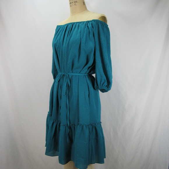 Ella Moss Dresses & Skirts - Ella Moss Blue Turquoise Off Shoulder Dress NWT